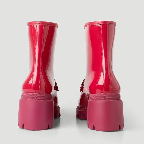 GUCCI Trip Horsebit Ankle Rain Boots in Red - Picture 10 of 14